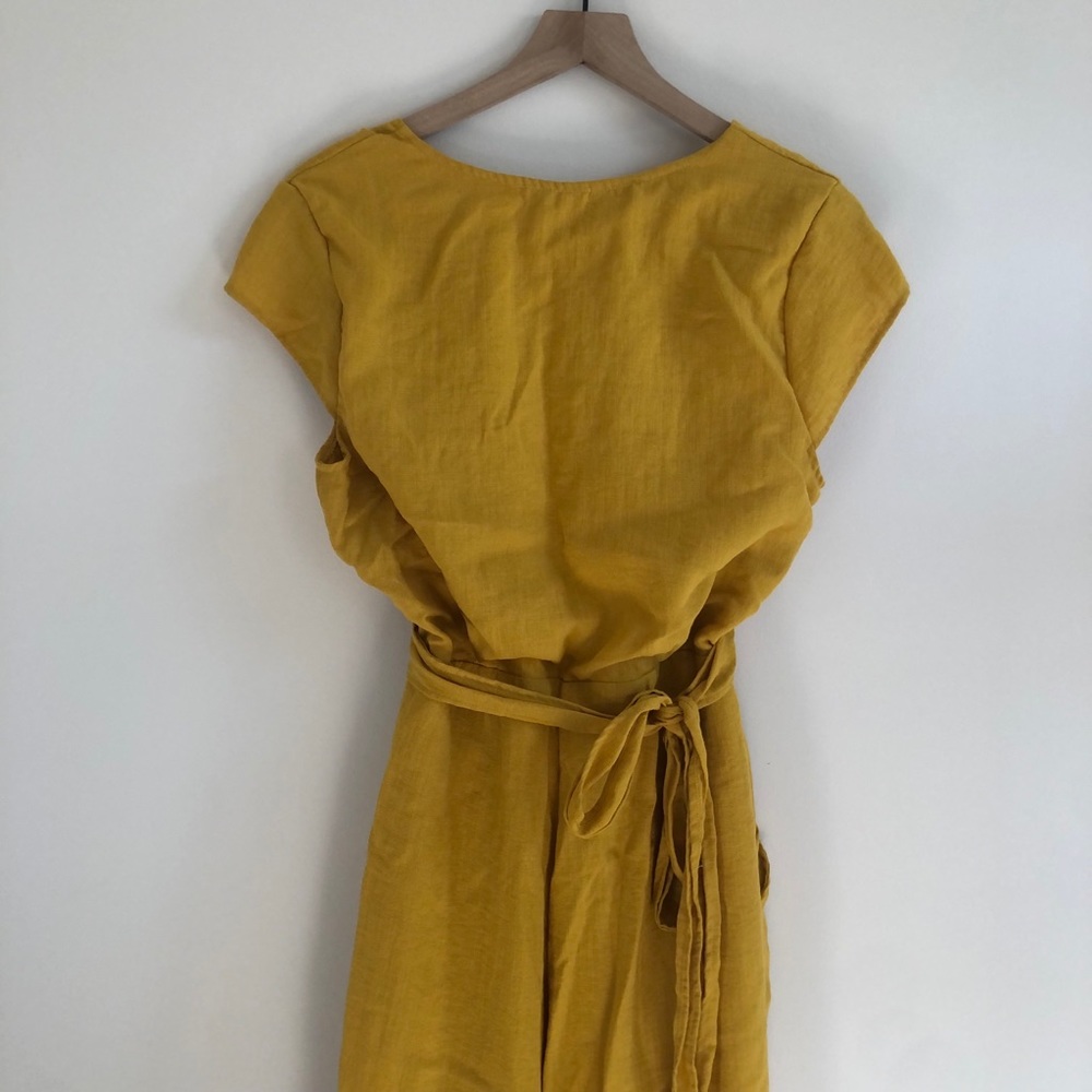 Mustard Linen Tie Back Long Jumper - Picture 6 of 9